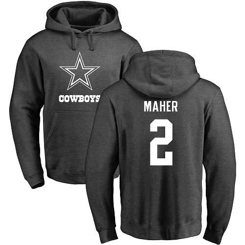 Men Dallas Cowboys Ash Brett Maher One Color #2 Pullover NFL Hoodie Sweatshirts->dallas cowboys->NFL Jersey